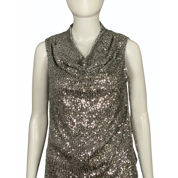 Cable & Gauge Womens Small Sequin Cowl Neck Tank & Shorts 2 Piece Set - Picture 2 of 16